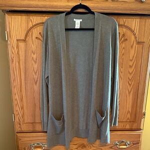 Matty M Women's Open Front Charcoal Cardigan